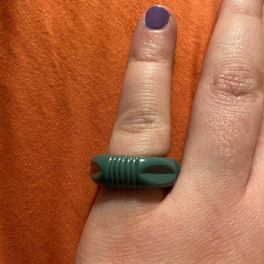 Trendy turquoise plastic pinky ring